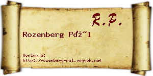 Rozenberg Pál névjegykártya